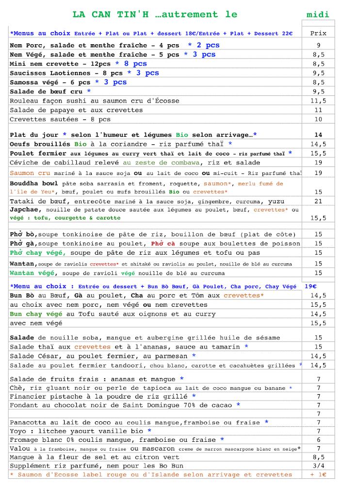 La Can Tinh - Menu Image 1